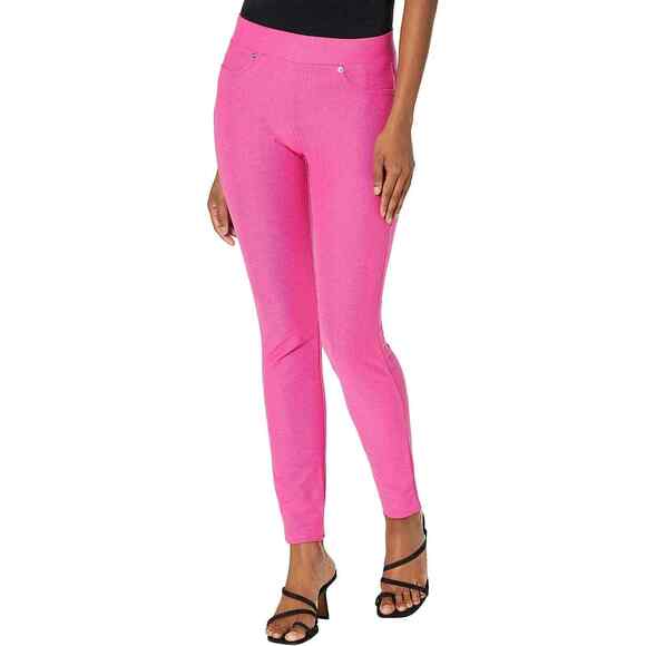 Michael Kors Women Pink Cotton Twill Cerise Solid Pull-On Leggings Size XS - Picture 1 of 4